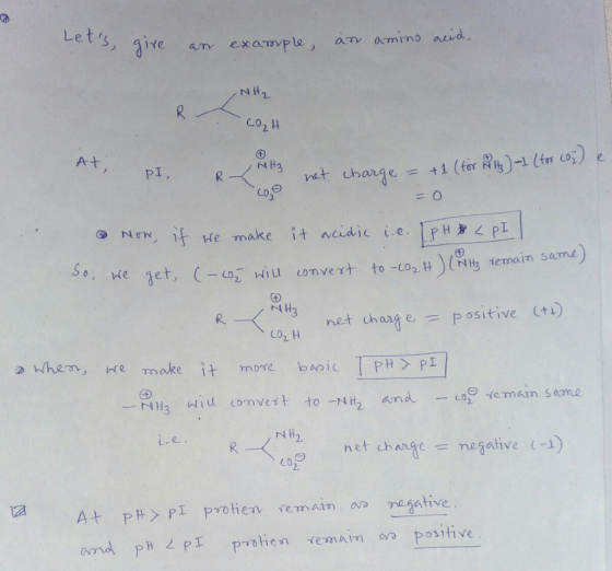 Lets, ie T example, av amino auid e aT NII 2- Co2 H )-1 (inco) e PI net change = t 1 (for se make it aihic (+1) positive R.
