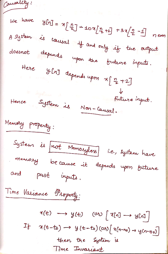 Casaleky We have n even A System causal and only if the actput depends upo the doesnot bture input Cndepends upom [2j Here Fi
