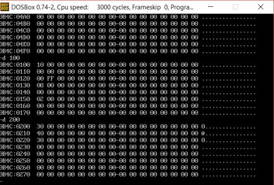 DOSBox 0.74-2, Cpu speed: 3000 cycles, Frameskip 0, Progra.. OB40:04AAO 00 00 00 00 00 00 00 00-00 00 00 00 00 00 00 00 . . .
