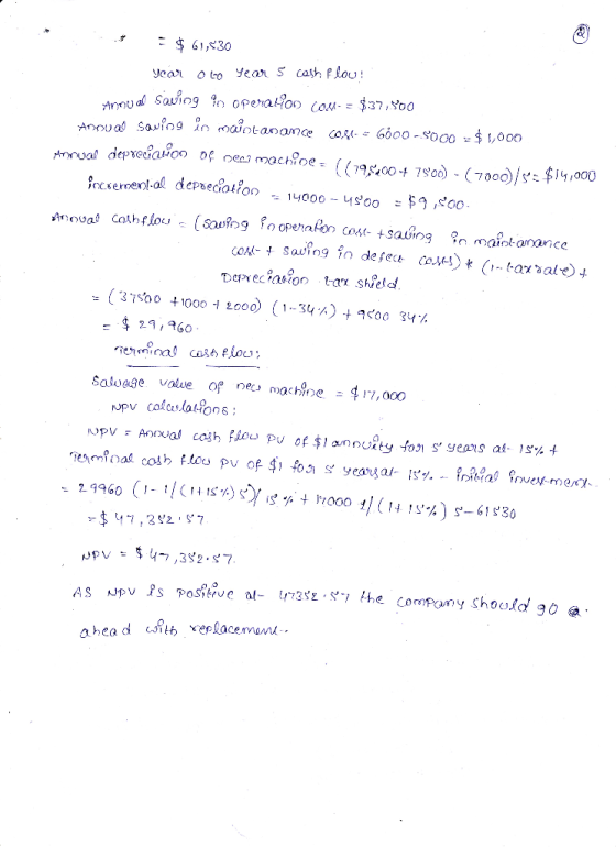 E$61,30 year S cagh p lou! yea Anou aSauing n operatfoo iou = $37,^oo ApOua Savfoa in maiot anomce cosU- - 6000 -So00 =$ \,00