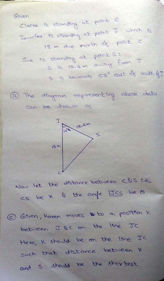 Grven Clate s stonding at gent e 13 m due oth o pent c Sue ts standng at pornt S Sisi 2.4m away from丁 ⓐThe drama agramseprese