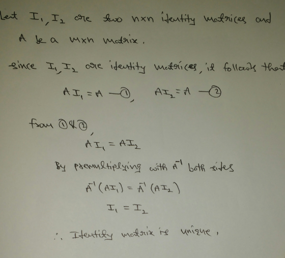 Let II ne vo nxn itertity mofriceg ond A le a m xh motx. ince II oe idetity metsh ce fo c thot AIA O-W=エv fram ALAI BYPretip