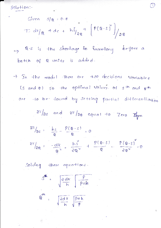 Solution. Given 8 bejore a ba tch o uns adde d → Inthe model there are too decisions Variables optima lValies. (Sando) S-ha