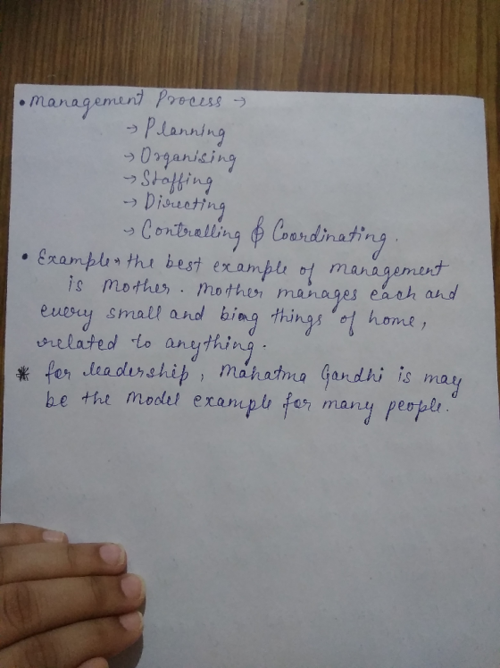 .managemend Process Planning 0rganieing Diseating Contralling Crardtnatng Eramplen the best example of maragemud is mother ho