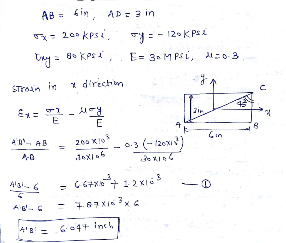 AB = 6 in, AD z 3 in 120 KPsi 200 Kps So KPs E 30 M PSL, o. 3 direction STYOin in | 2in E E B Gin A BAB 200 x/03 120XI o 3 Зо