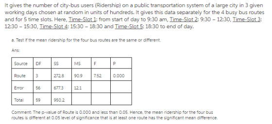 It gives the number of city-bus users (Ridership) on a public transportation system of a large city in 3 given working days c