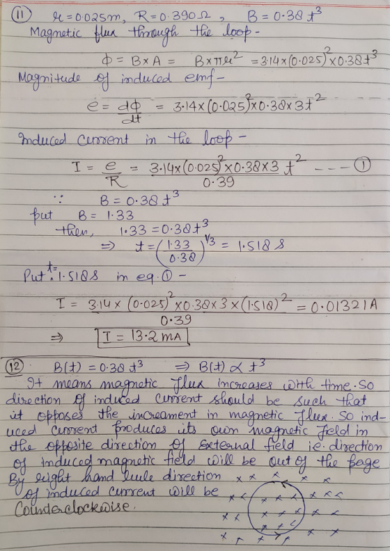 0.3 ut B= 133 0.38 in eg.0 0.39 ent shaulol be Sueh Rat it cbposes the inCreament in magnehc luux So ind 12 thosite-direction