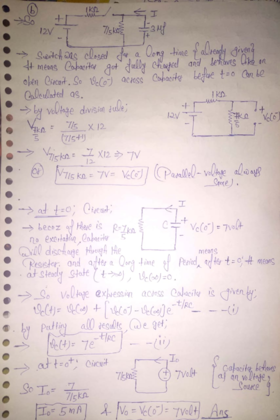 12V 7/s rven to Con be open Cseurt. So Wel acoss K2 > by voltage division dude, 1 2V 71stリ 12 te means @khession acdess Odder