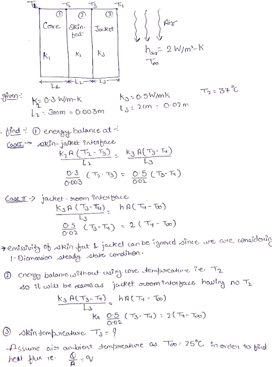 T3 (3) Aiz Core SRin Jacket bat hai2 W/m2-k K3 Too L2 L.3 LL T2- 37 °C Fiven Ka-o5W/mk 0 3 W/m-K L3: 2(m : O 02 m L 3mm O003m