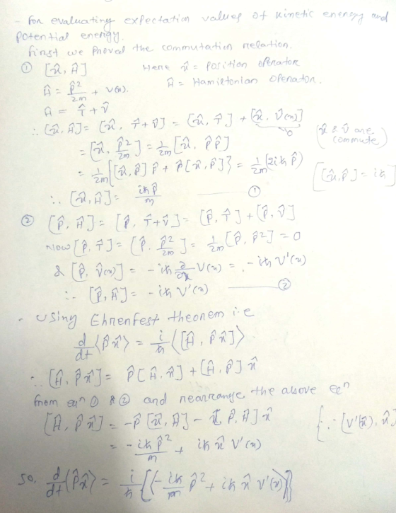 ma evaluatinat expectation valuef of kinetic enero finst co e Fhova, the corn mutati en regation Potentia ene Com mude 2扪 sin