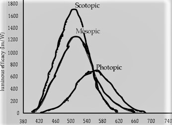 1800 Scotopic 1600 1400 Misopic 1200 1000 800 Photopic 600 E 400 200 380 420 460 500 540 580 620 660 700 740