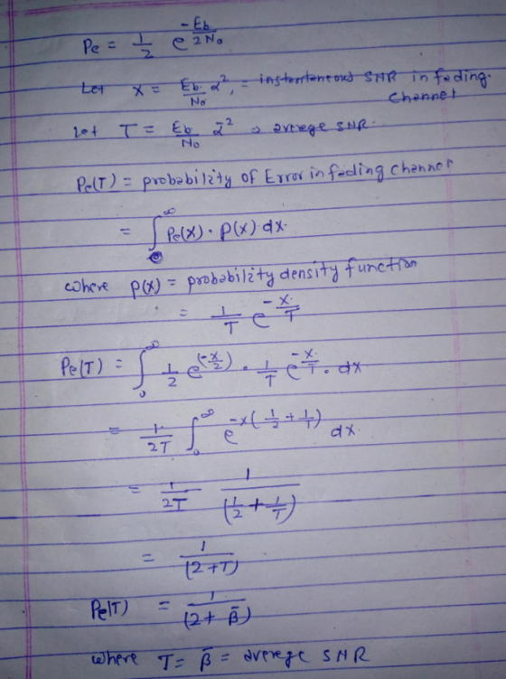 -Es C 2 ND Pe e e E instertant ond SHR in feding LeT No Channet Let No PelT) probabilzty of Ero in feeling channer Pelx). Px)