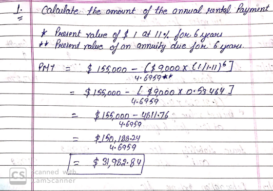 Calaulate the omaunt of the annual tantal faymint Peasent yalue ef_f1at 11 fo byeas ctent yalue ofan annuily due fo 6 9000 x