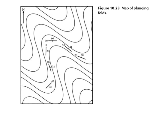 Figure 18.23 Map of plunging folds. 90 53 0 60 18 32 45 40