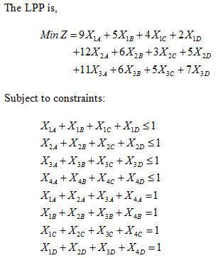 The LPP is, 2B 3B 3D Subject to constraints 1C 3B 3C 3D 24