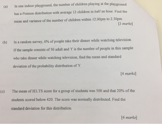 (a) In one indoor playground, the number of children playing at the playground has a Poisson distribution with average 12 chi