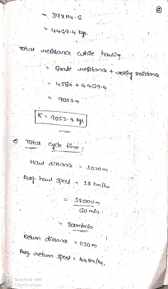 14G9. Kas. ,了 Q052.4 e) Total cycle Lie = 1020 m Scanhed with CamScanger
