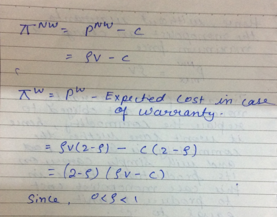 ZNW Pv-c 1 p-Expected Cost n case f waranty Sv(2-) 2-)vC) C (2-8) Sinca