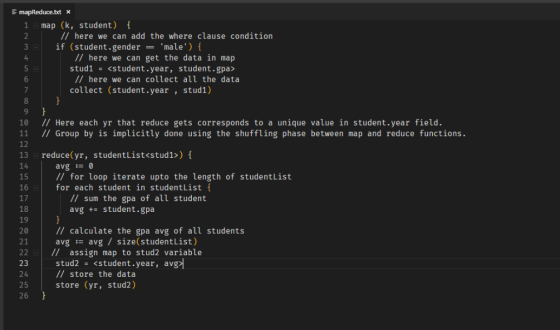 1 map (k, student) // here we can add the where clause condition if (student.gendermale) // here we can get the data in map