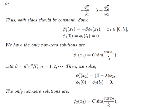 or %0 Φ1 Thus, both sides should be constant. Solve, e have the only non-zero solutions are with β = ㎡π2/R,n = 1, 2, . . . Th