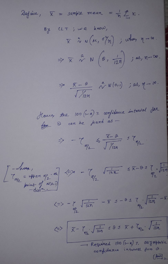 지연 un sample mean, x; , a. /2M DL よeung 3 can be pund as - 12n /121 dat- 100 (i-K) y, ー Required asymphic