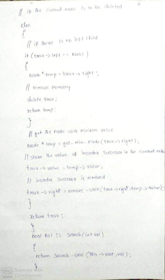 i lke ctand node rs to be deleted lif theve is no leps chid is no lepf chid Yenove memcoy delete txov yelon temp ll get te no