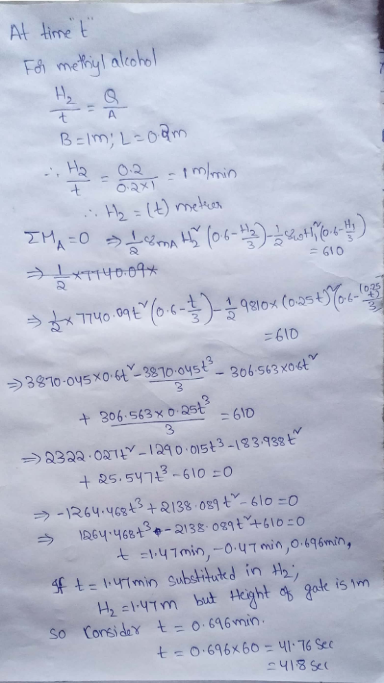 At timet 2. 3 ニ610 0TEY-1240 01513-13.132 t 32 -126443+2138 08t-6lo -o 七 =\YTmio,-0.UTmin,o.696min, So tonsideY t-O-696min .