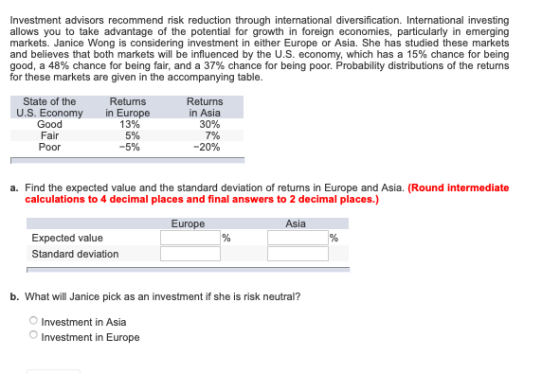 Investment advisors recommend risk reduction through international diversification. International investing allows you to tak