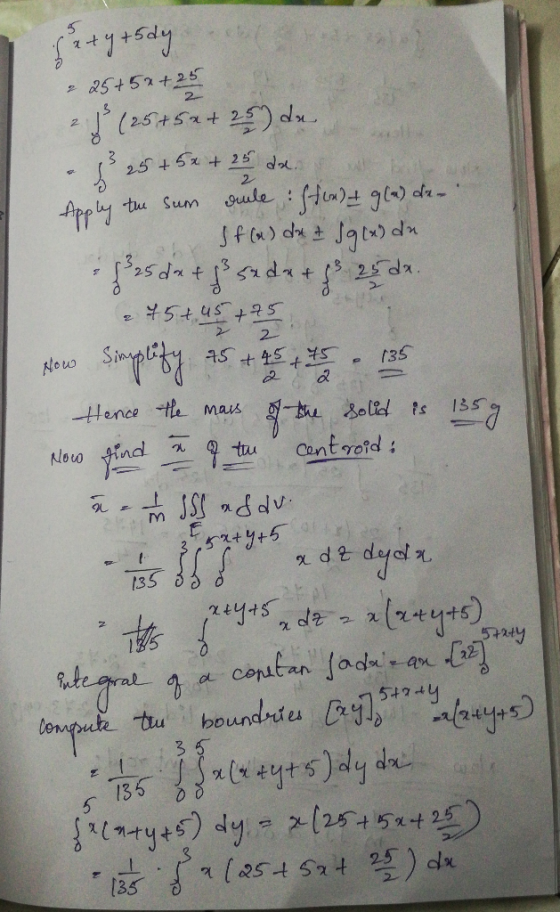 7+25 25+5 2- 255x + 25 2 Suule tu Sum 3 dat 3 25da 5+ 4s 5 2 AS +45 Now 135 Hence te Maus Solid s 135 Cant rotd nd Now tru JS