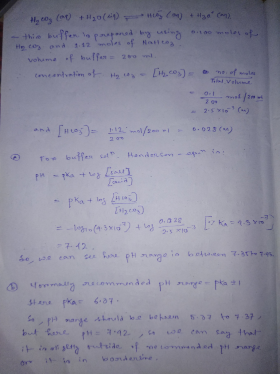 HA2 Co)t30 Ca) H, cog (a) + H20() -thie butfen to paupaned b ing 1.12 moles of Naticos and 2 00 ml. volume f buffer- Dipcos)
