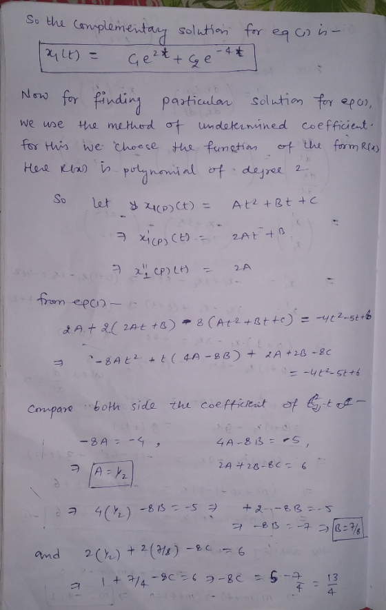 So the 2 N for findin patic Wenn e Hae metand.叶un doteenm n ed Coefficient . Particulau solution卞 epa) ree 2 nami So let epc)