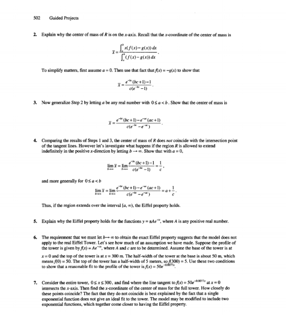 Guided Projects 502 2. Explain why the center of mass of R is on the x-axis. Recall that the x-coordinate of the center of ma