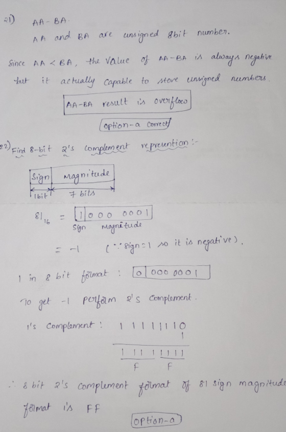 BA AA number. igned gbit are A A and BA uns always negatin the Value AA-BA Since AA< BA, hit it actually apable to tore uasig