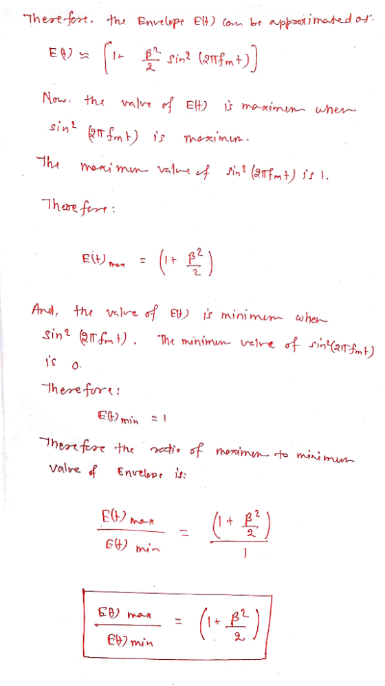 There-fort. the Envelpe E4) (on b appaá i maded of. Sin (2Tfmt E Now thu L maximum whe valre EH) sin mfmtis Thoximun Tha mor