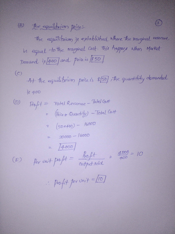 the eqbriom estabihad Ahure he erginal revenue s aqual -to the maginal Cst. hx hagresy Alhen Markot mard400 and Preis 550 C)