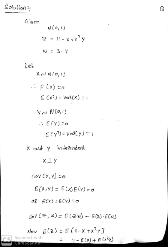 Solution 0 Given W3-Y x and y ndePendent OW SScanned with Camscanne