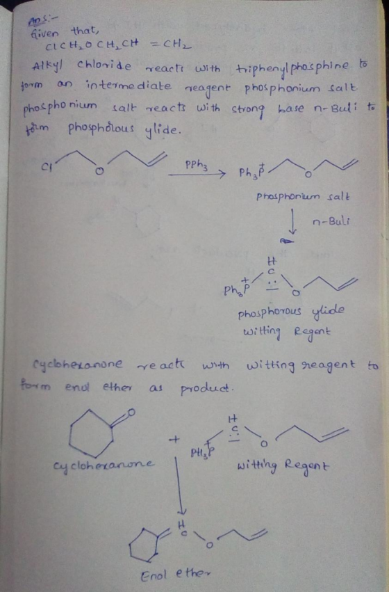 qiven that, triphenyl phexphine to orm an interme diate neagent phos phonium A!ドyl chloride reac t lth triphenyl Salt os pho