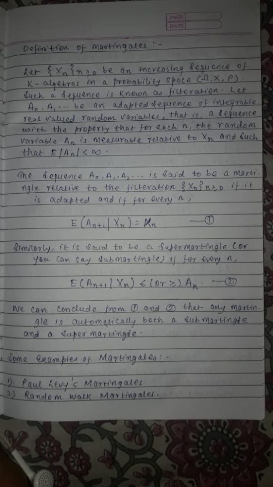 PAGE ner (xnǐnza be an increasing feuerte et K-algebra in a probakiity Space Caxp Abo an adaptes seguence of inkegrate reat v