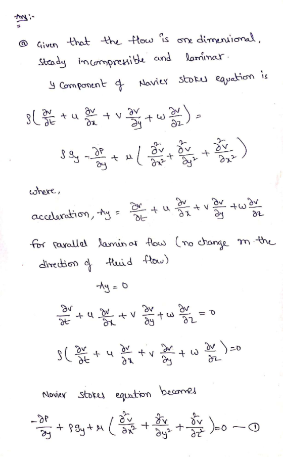 Given thatthe low s o dimeniional stcady inomprei and aminatr Com ponent 0- oL oy :0 LJ (Novier Stoti Novier Stotei eqtion De