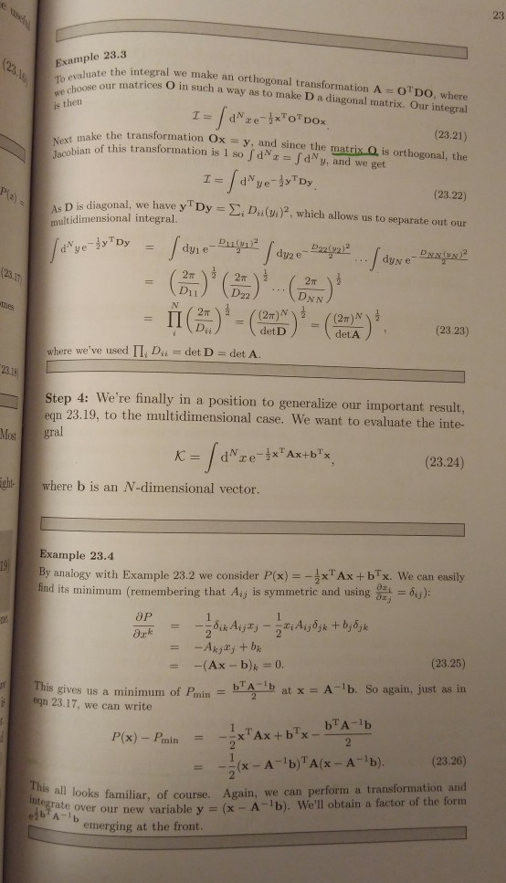 23 Example 23.3 the integral we make an orthogonal transformation A OT DO, where evaluat ur matrices O in such a way as to ma