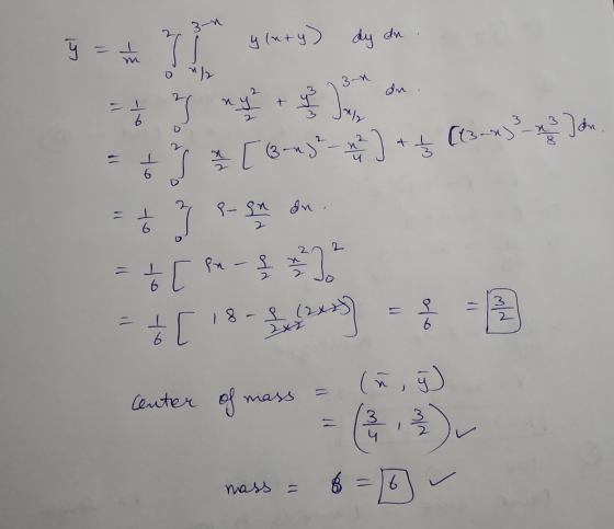 Mt 丿 2 3 center of mass = (n