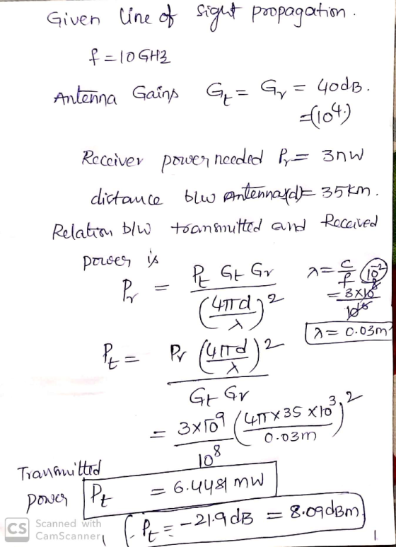 oigut popagathn Given ine f1oSH2 Antenna Gains 4ode ot Receiver powen needed 3nw ditamto bluw antennatd35m Relatran blwtoanut