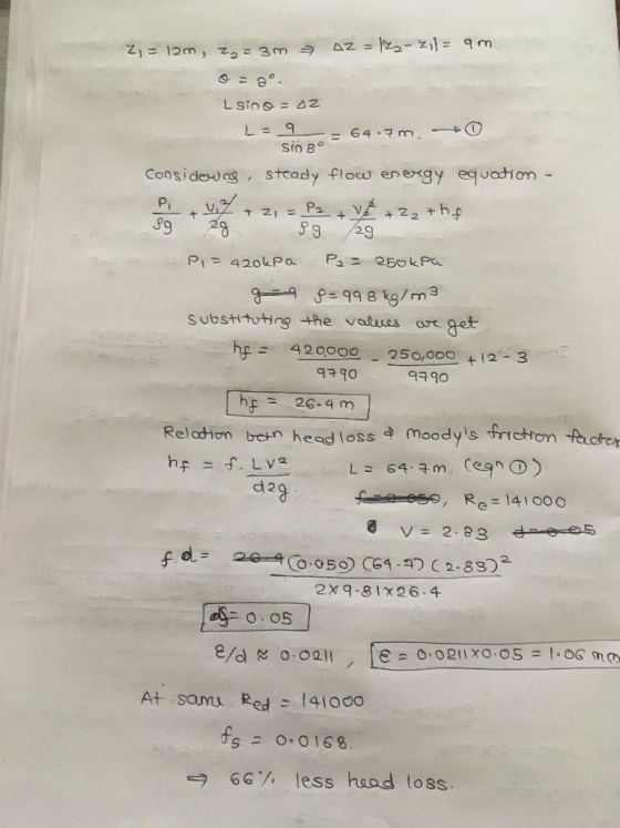 sio 8。 Coosidewag stcady flocw ene-gy euadion - 9 28 53 9 Substituting +he vales ng-- 420000 250,000 . +12.-3 q구 90 ha = 26-9