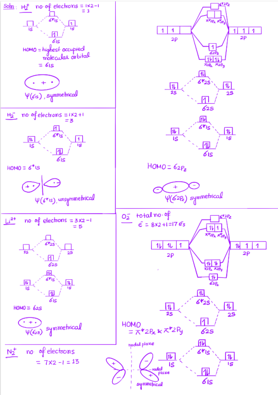 Soln H no of electsons = Ix2-1 dtaL SIA9 1 IS 111 1 1 2P 2P S19 - highest occupied HOMO moleaulas abital = 61S 62Pr 1 ap2P 6*