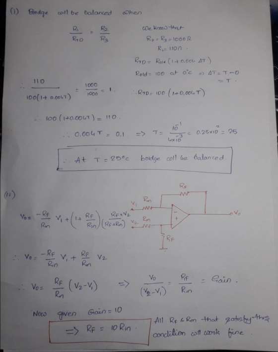 Brdge co1 be balanced oWhen CDe knasthat Ra R2eRg-1000 R 10n yp= Rod C1 0.004 AT at oc ) 4T-T-O T Rold= 100 110 1000 (rm0.00