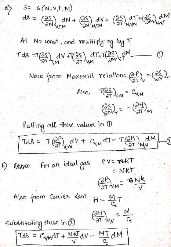 VTM At N2 const, and multipying b T 0S [utting all these voluws in 0 op Alo om Cwties <ato H- MT Tw- Substituting these in② N