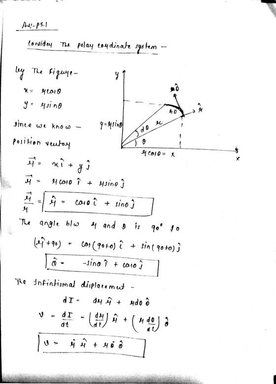 Au-p5.1 Conidey The polay coydinate system ley The figure y n= year0 y = essino 40 → M since we know J do e 0 position veutoy