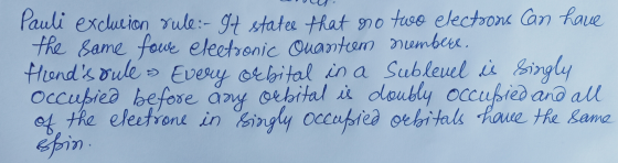 Pauli exclusion rule. - It states that no two electrons can have the same fowe electronic Ouanteem reembeee. fiends rule - E