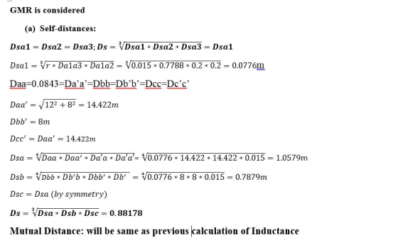 GMR is considered (a) Self-distances: Dsal = Dsa2 = Dsa3; Ds = Dsal * Dsa2 * Dsa3 = Dsa1 Dsal = Vr* Dala3 * Dala2 = V0.015* 0