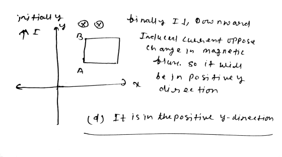 initially na binally Id, Downward binaya ® MI qy Induced cunhent oppose change in magnetic brun, so it wich - be in positivey